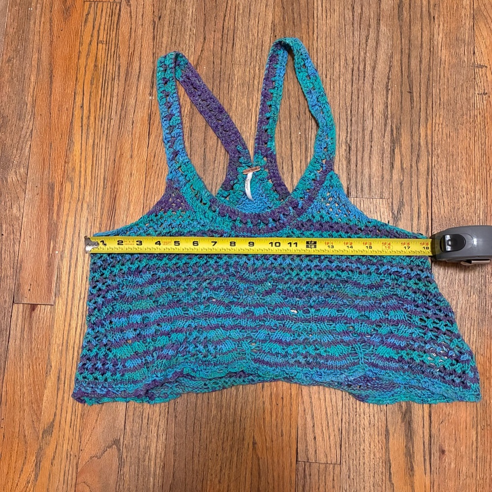 Free people cropped Colorful Crochet Knit Top